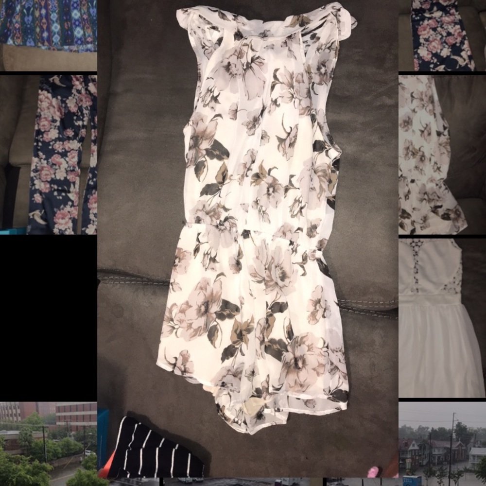 High Neck Floral Romper